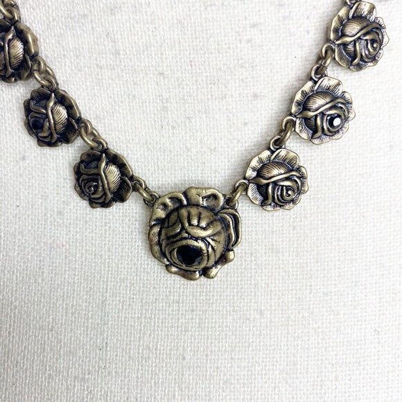 Lucky Brand Floral Chocker Necklace Gold Tone 18” - Picture 3 of 4